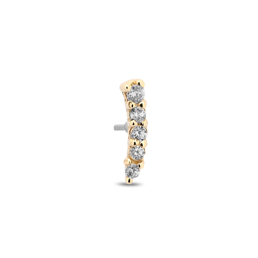 14Kt Gold Jewelled Curve Earring - 6mm Labret
