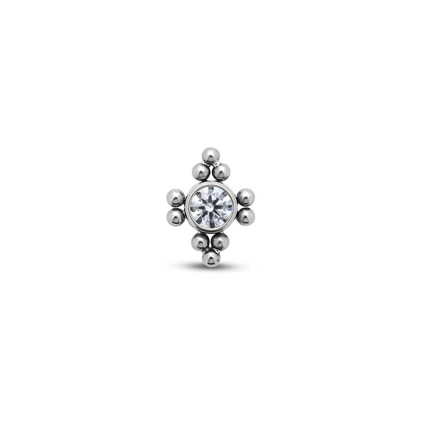 Titanium Single Jewelled Cluster With Spheres Earring - 8mm Labret