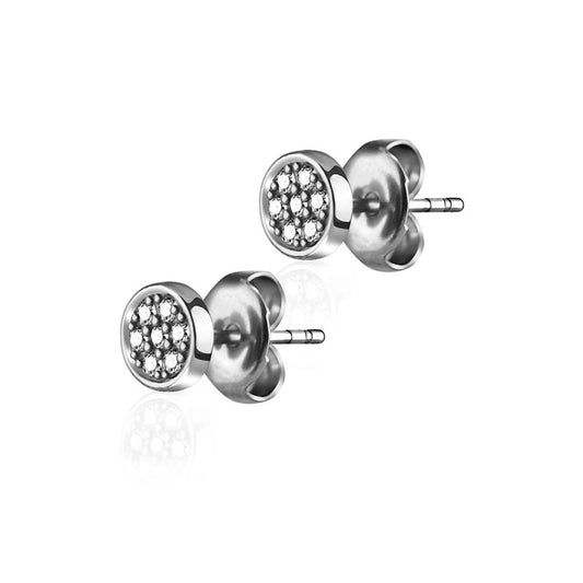 Steel Earring Round Jewels Pair - 0.08mm