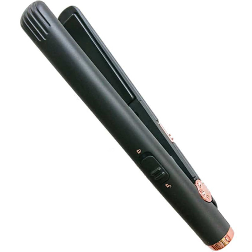 Mini Travel Ceramic Hair Straightener In Black
