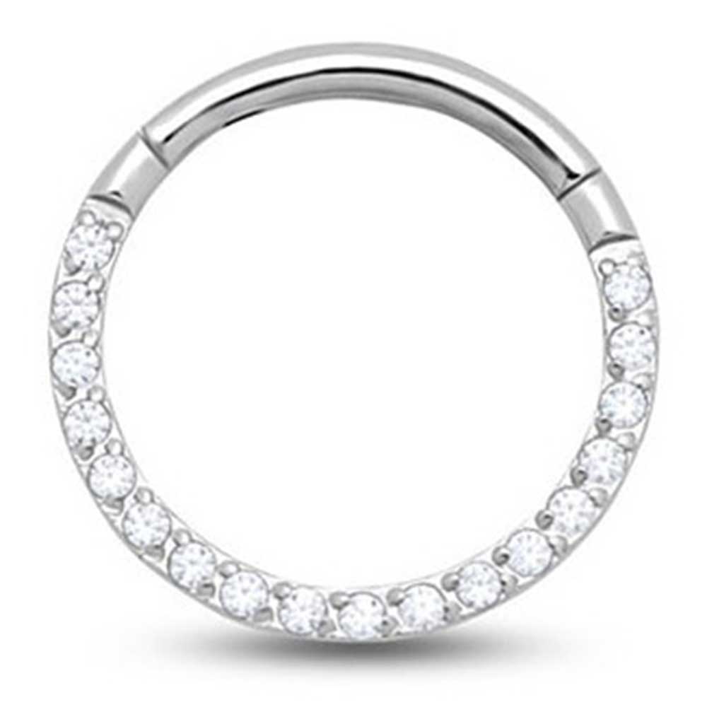 Forward Facing Hinged Jewelled Segment Earring - 6mm Labret