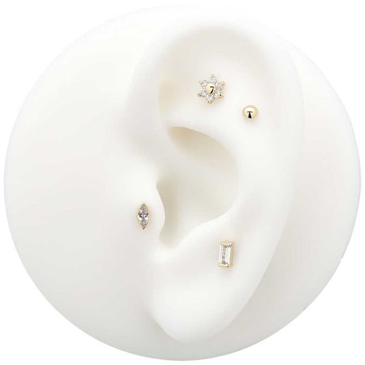 14Kt Gold Jewelled Flower Earring - 6mm Labret
