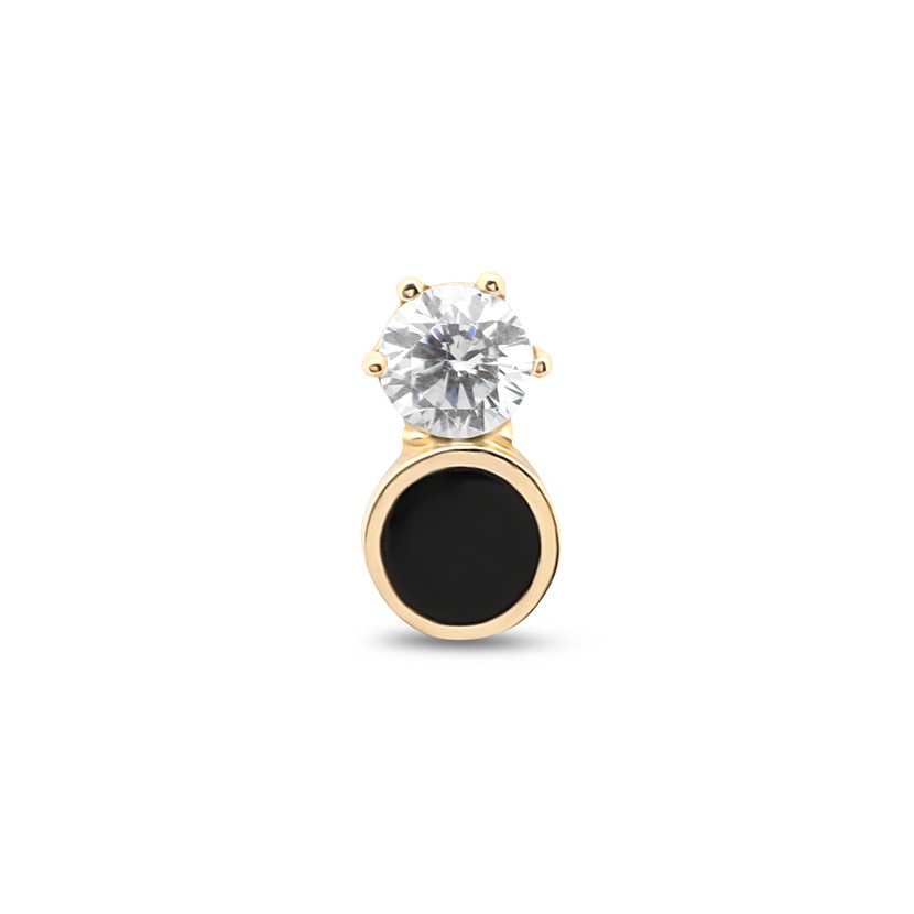 14Kt Gold Jewel & Jet Earring - 6mm Labret