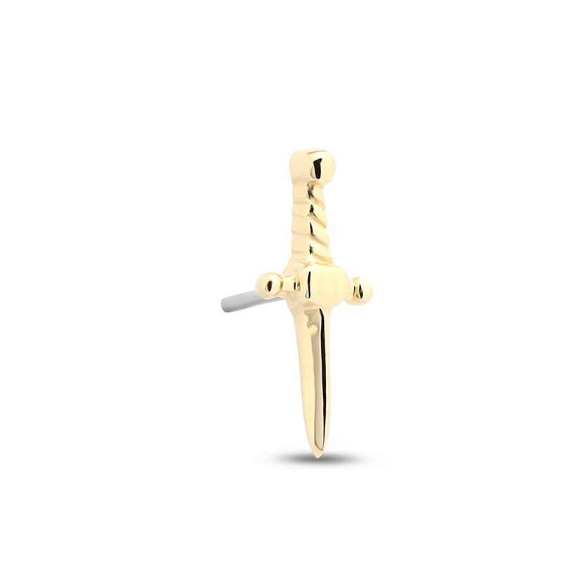 14Kt Gold Sword Earring - 6mm Labret