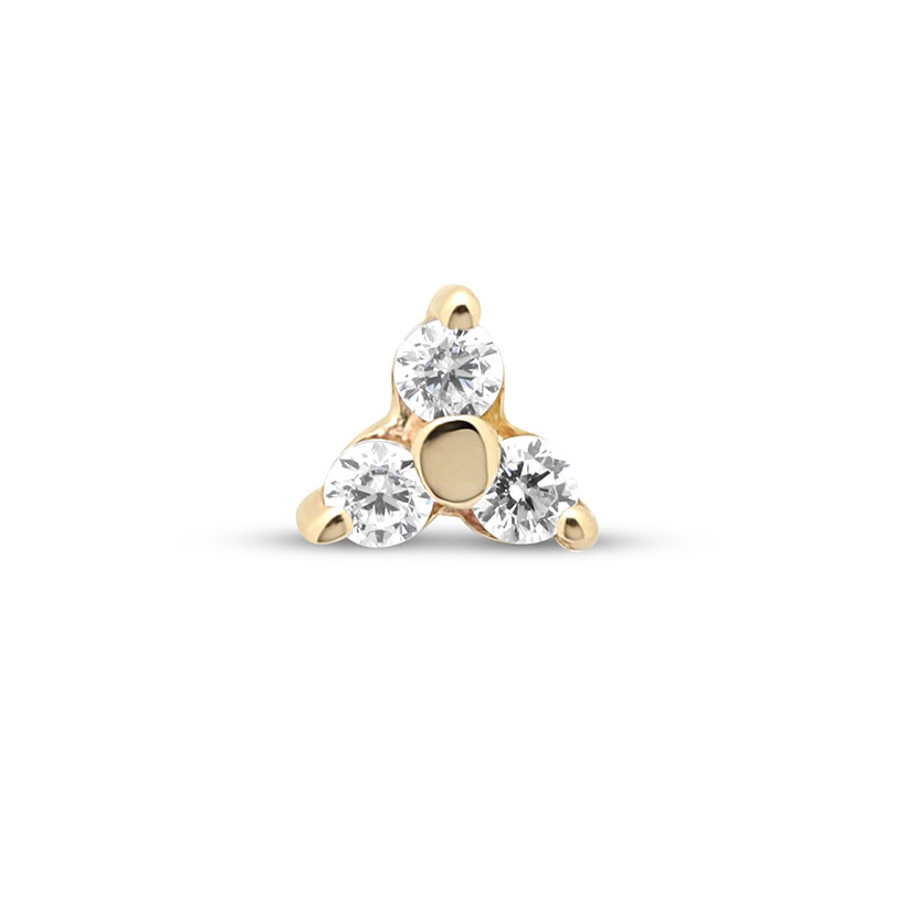 14Kt Gold Jewelled Trio Earring - 6mm Labret