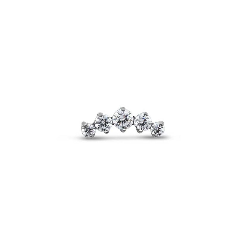 Titanium 5 Curved Jewelled Earring - 6mm Labret