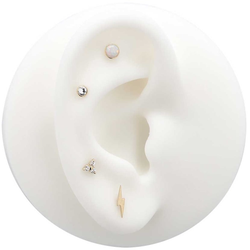 14Kt Gold Jewelled Trio Earring - 6mm Labret