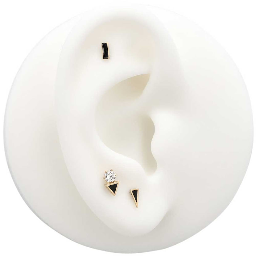 14Kt Gold Jet Spike Earring - 8mm Labret