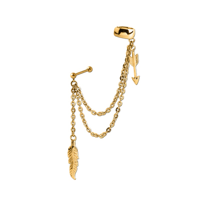 Gold Ear Cuff Feather & Arrow 0.8mm