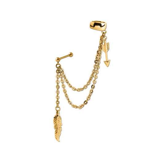 Gold Ear Cuff Feather & Arrow 0.8mm