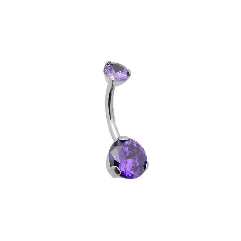 Titanium Internal Prong Pink Jewell Set Navel 1.6 X 10mm