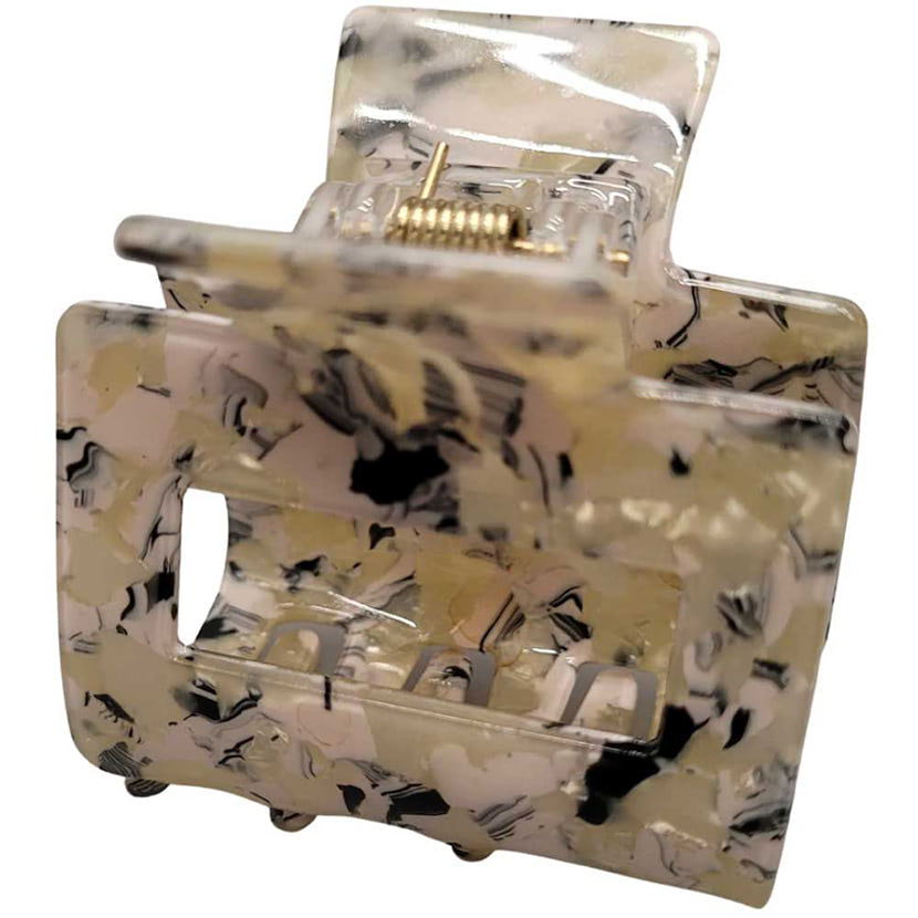 Square Marbled Claw Hair Clip - Granite