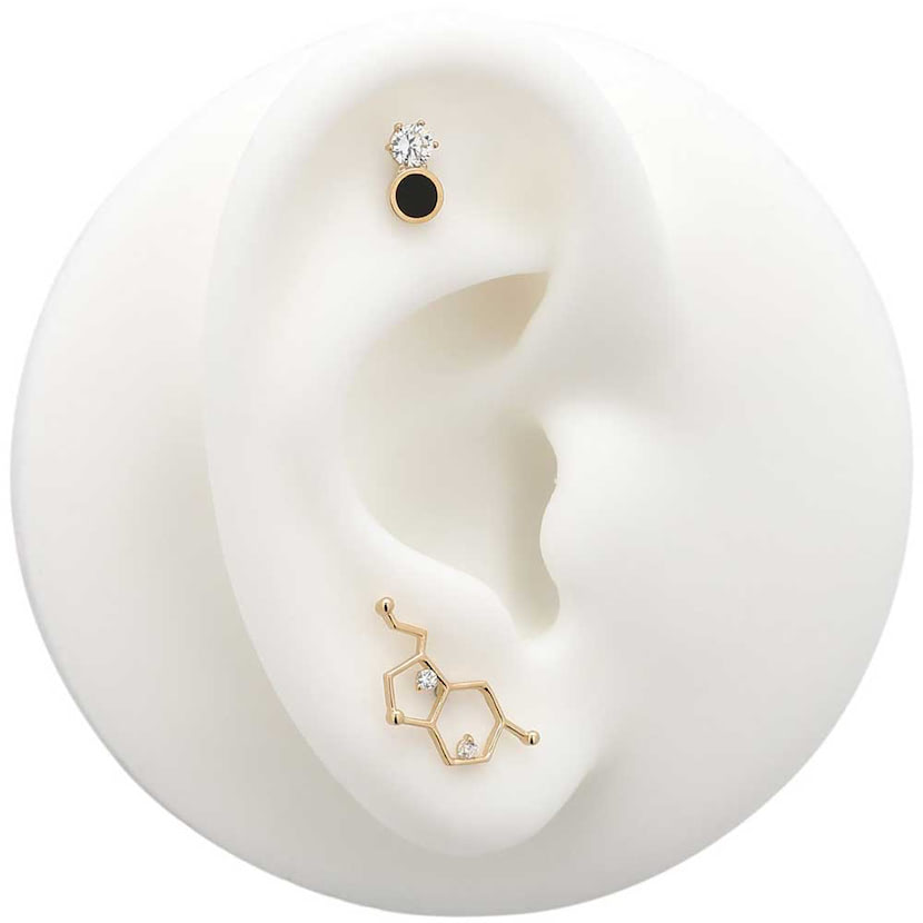 14Kt Gold Jewel & Jet Earring - 8mm Labret