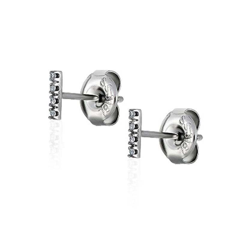 Steel Earring Jewelled Bar Pair - 0.08mm
