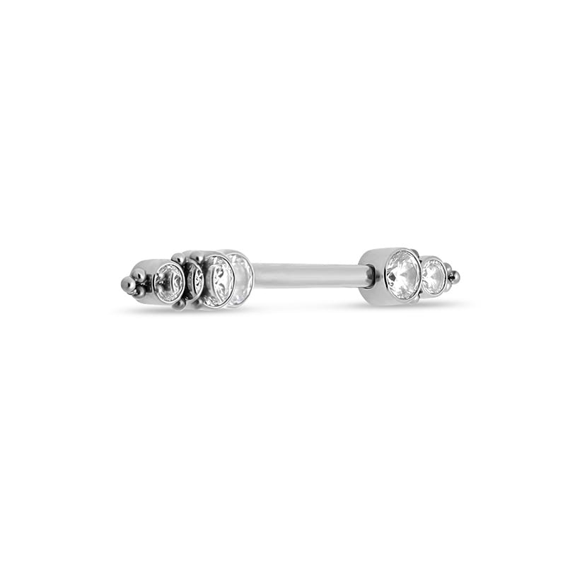 Titanium Double Jewelled Nipple Cluster Bar - 1.6mm X 14mm