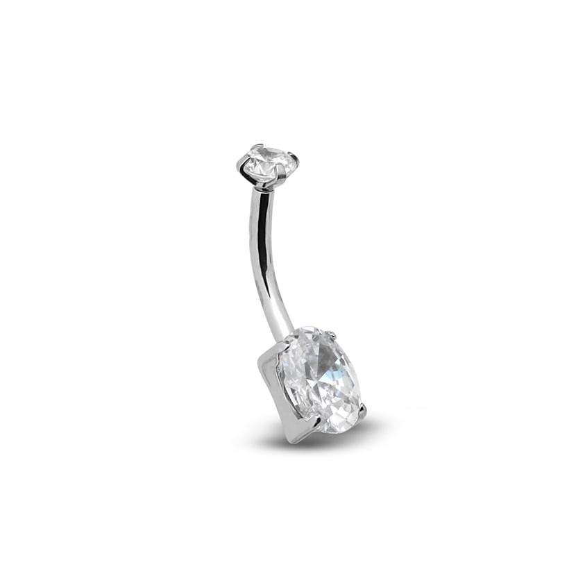 Titanium Oval Stone Naval Bar - 1.6 X 10mm