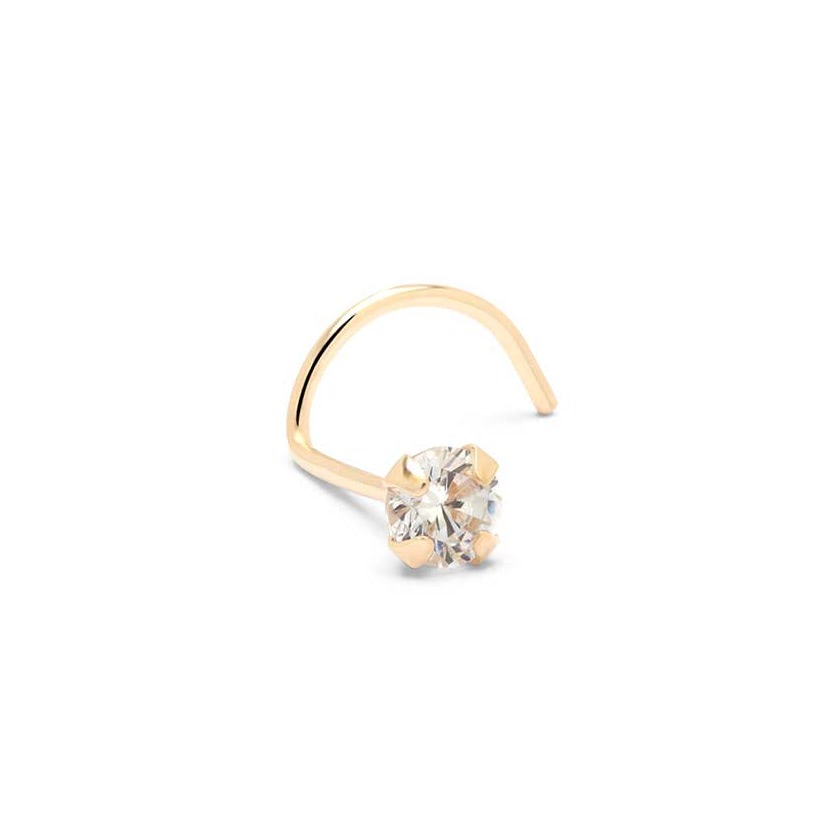 2.5Mm Genuine Diamond And 14Kt Yellow Gold Nose Stud