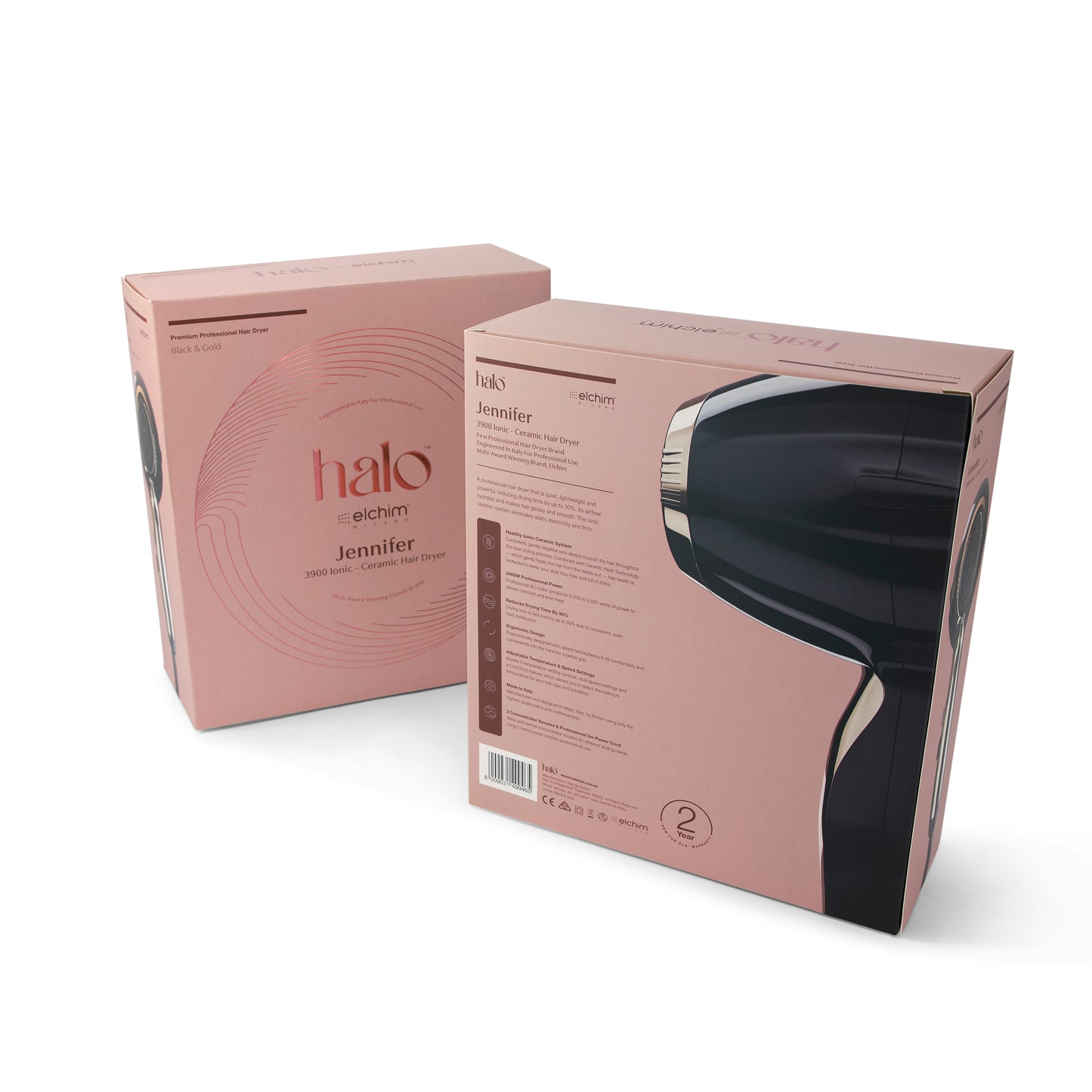 by Elchim Jennifer 3900 Ionic-Ceramic Hair Dryer - Black & Gold
