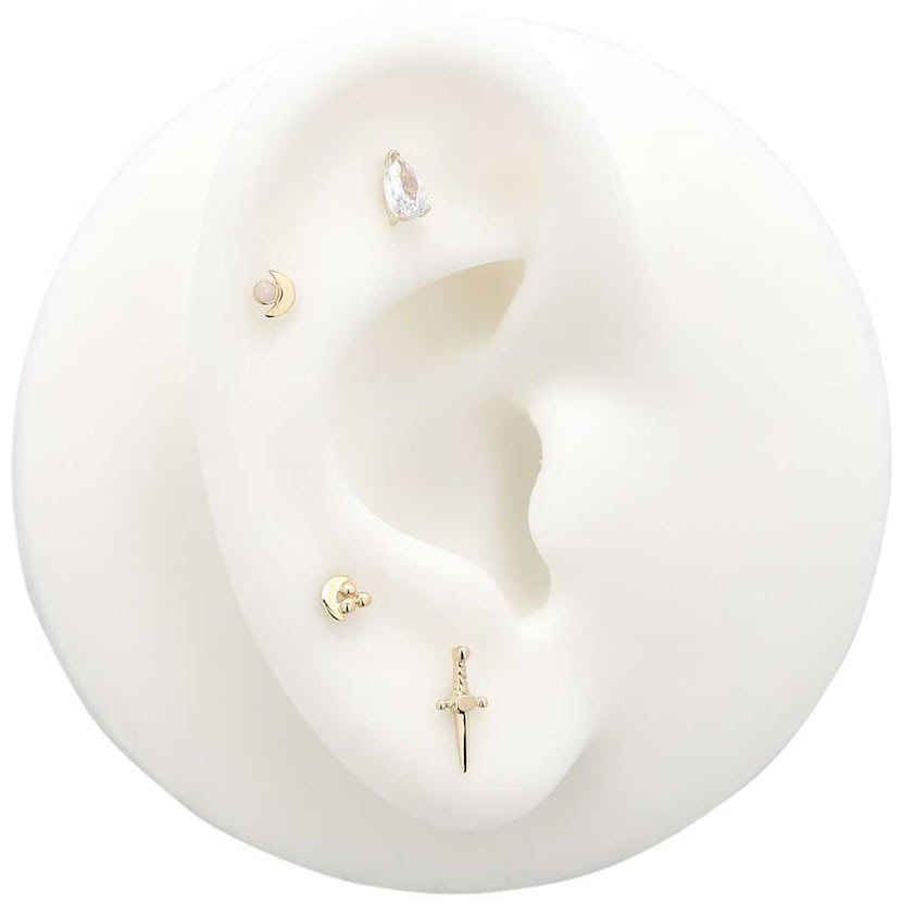 14Kt Gold Sword Earring - 6mm Labret