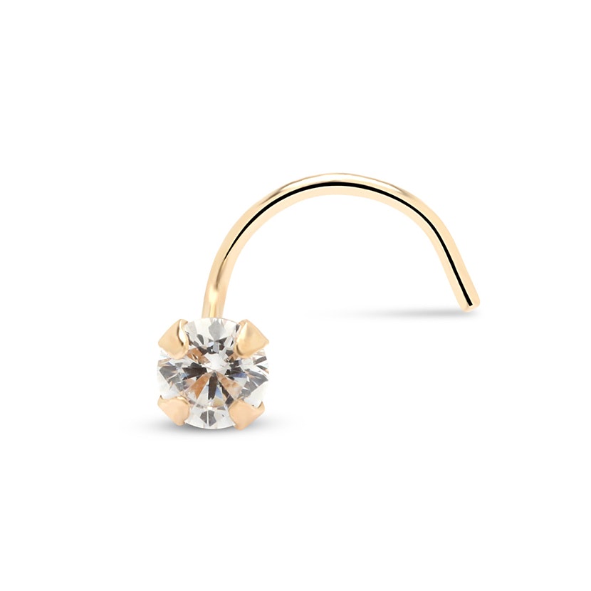 1.5mm Genuine Diamond Yellow Gold 14Kt Nose Stud