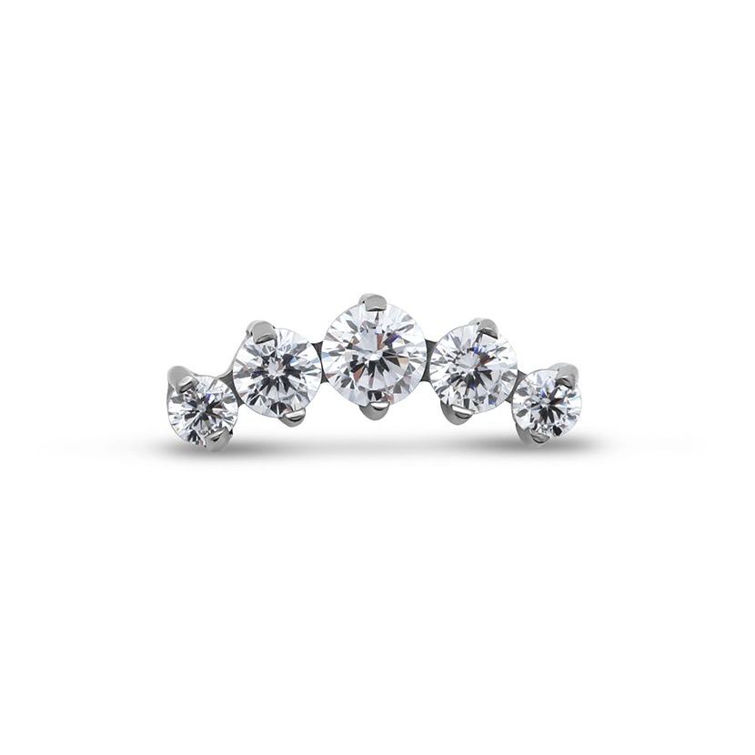 Titanium 5 Curved Jewelled Earring - 6mm Labret