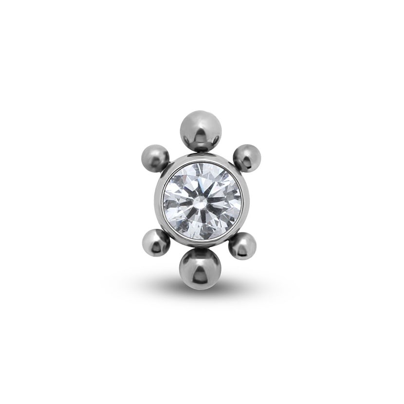 Titanium Internal Lab Cluster Single Jewel Ball - 8mm Labret