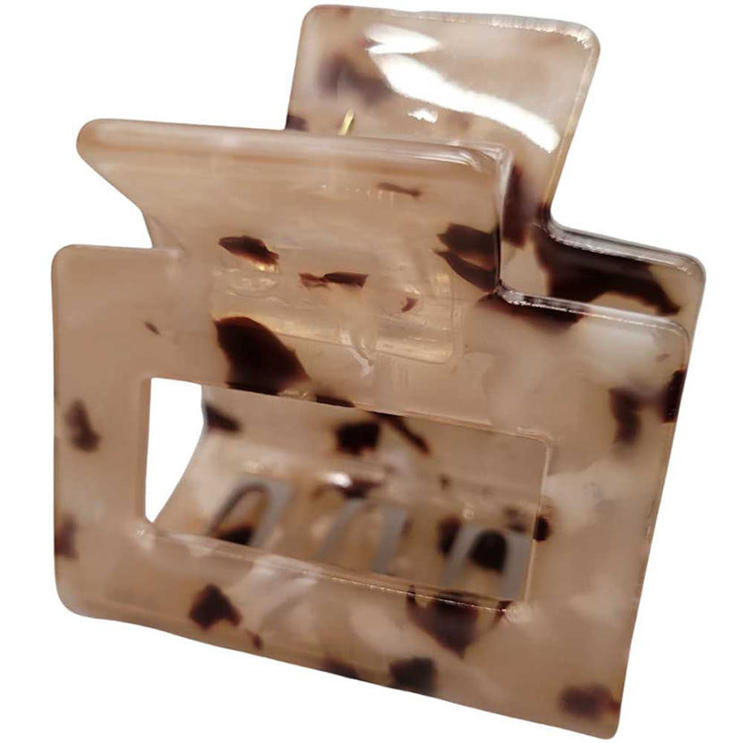 Square Marbled Claw Hair Clip - Latte