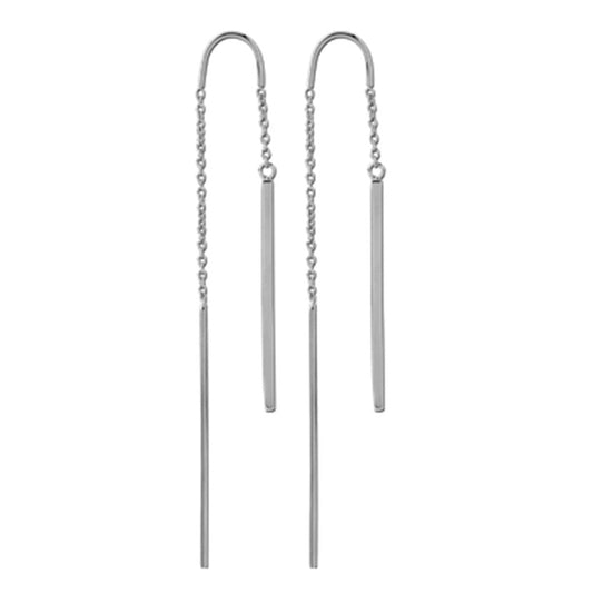 Steel Hanging Bar Earring Chain Pair - 0.08mm