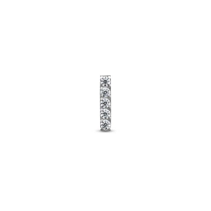 Titanium Jewelled Bar Attachment 5 Stones Earring - 6mm Labret
