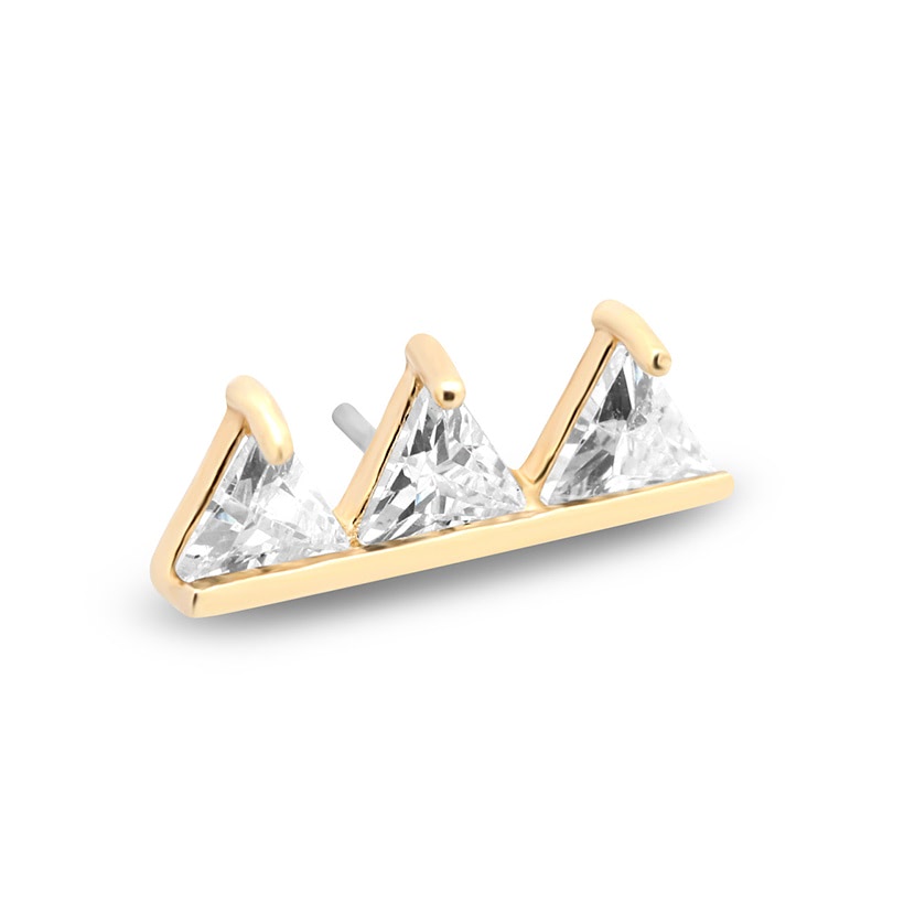 14Kt Gold Jewelled Triplet Earring - 6mm Labret