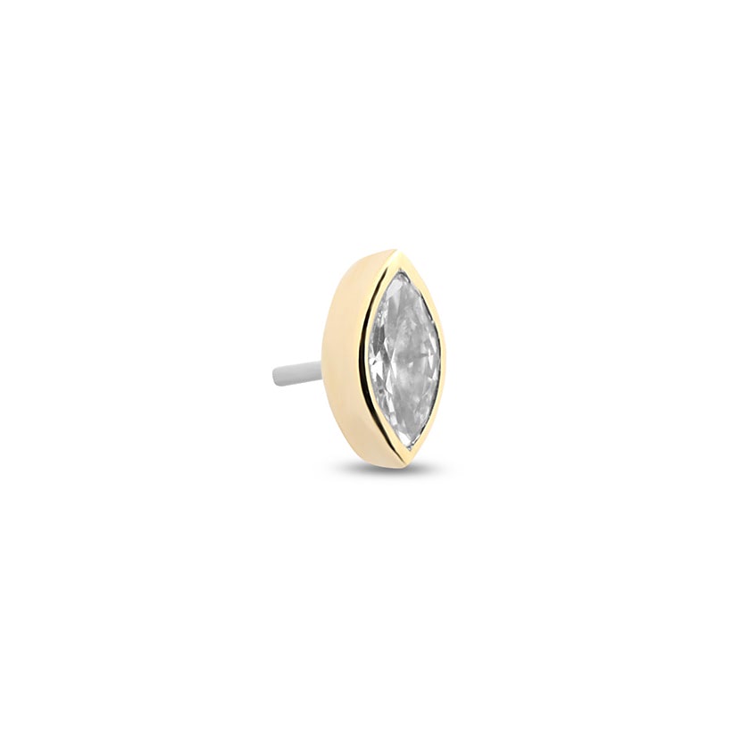 14Kt Gold Jewelled Ovate Earring - 8mm Labret