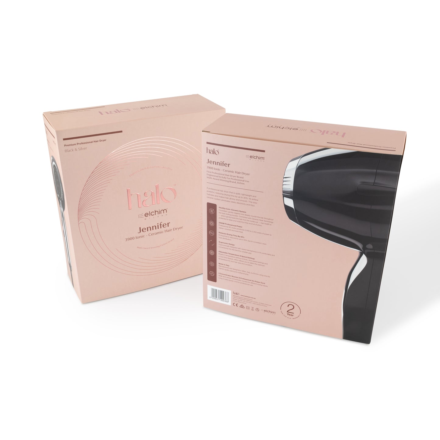 by Elchim Jennifer 3900 Ionic-Ceramic Hair Dryer - Black & Silver