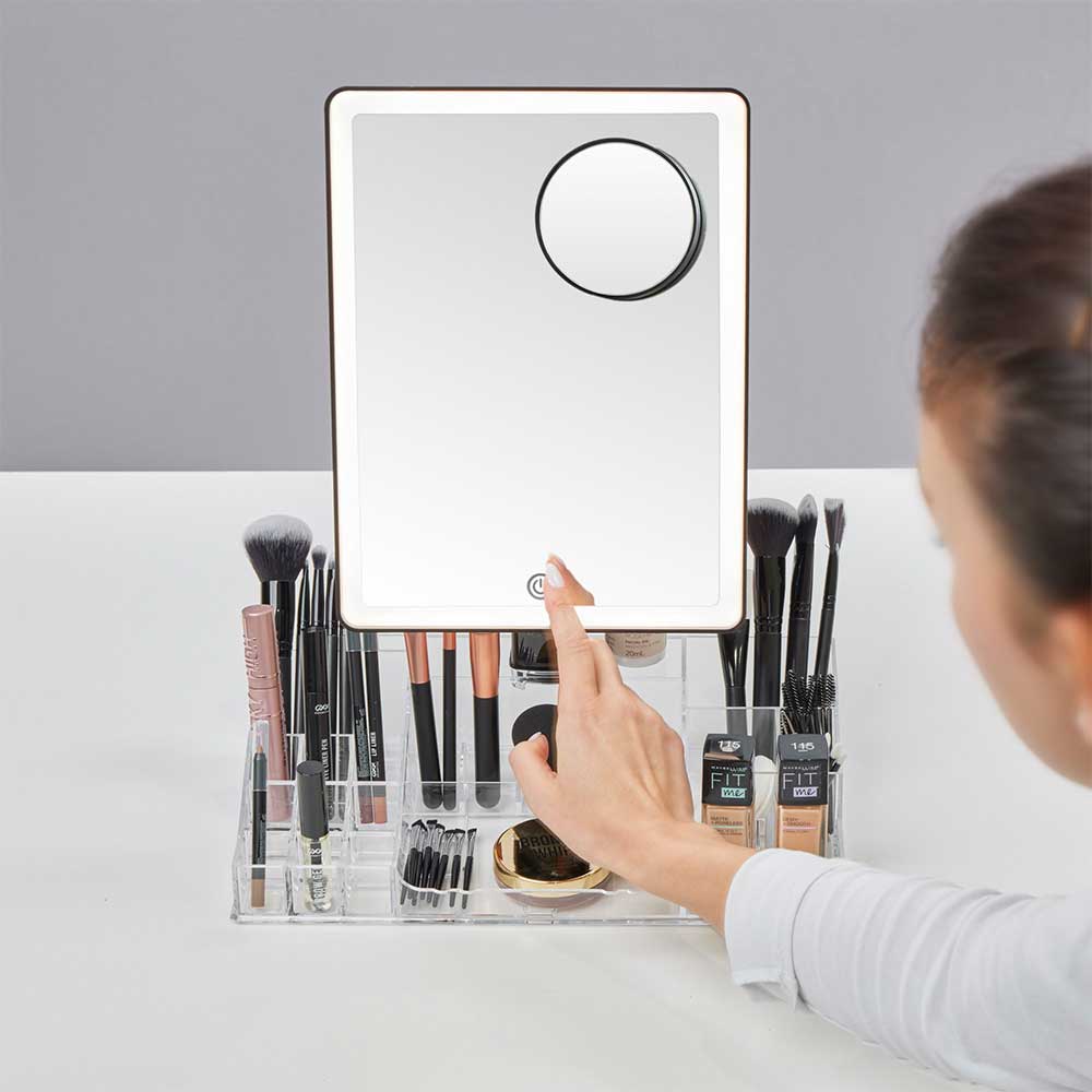 Radiance LED Beauty Mirror with Organiser - Black