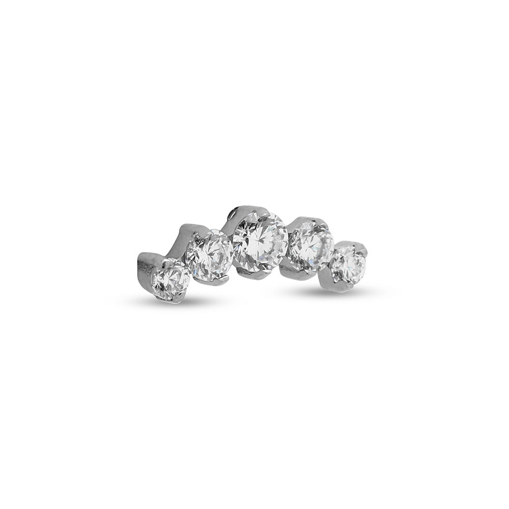 Titanium 5 Curved Jewelled Prong Earring - 8mm Labret