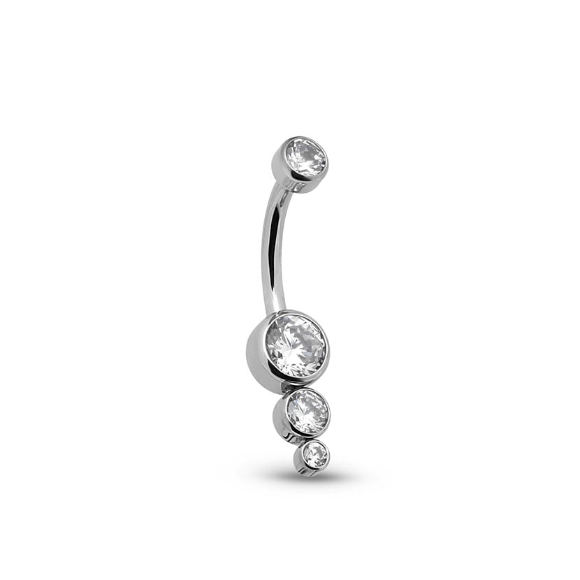 Jewelled Vertical Cluster Navel Bar - 1.6mm X 10mm