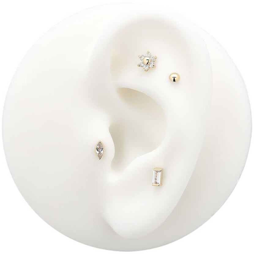 14Kt Gold Jewelled Bijou Earring - 6mm Labret