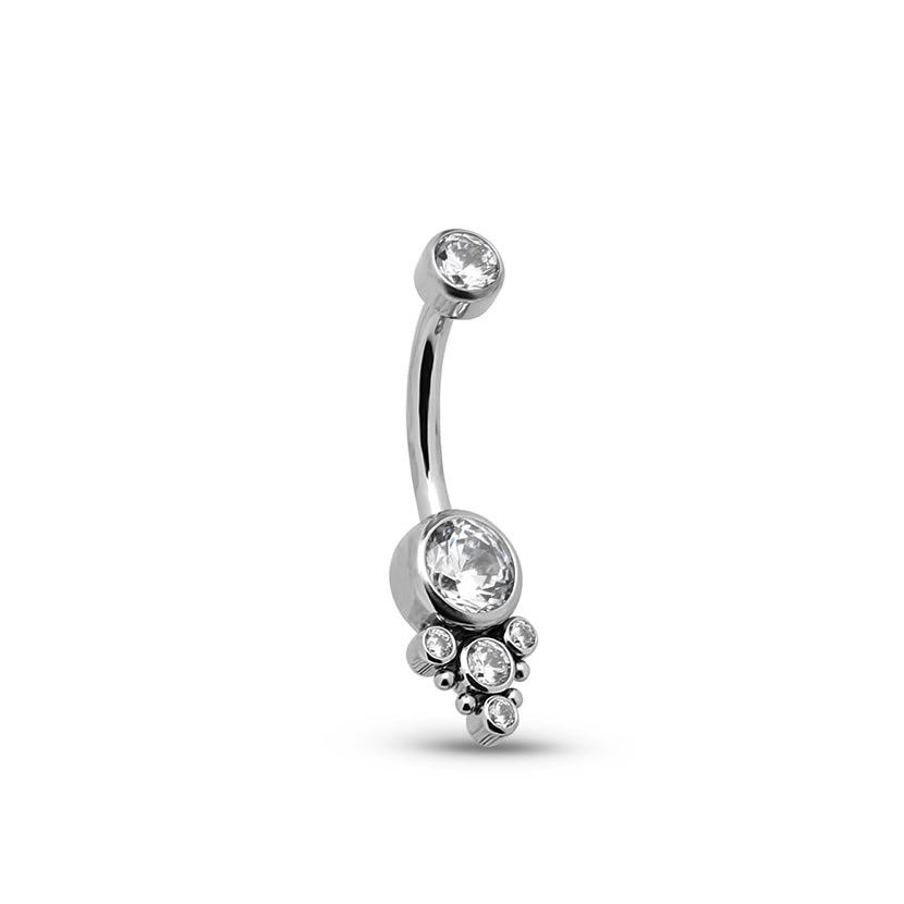 Jewelled Cluster Navel Bar - 1.6mm X 10mm