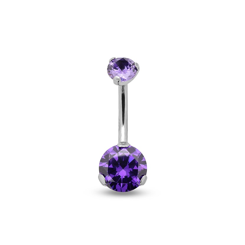 Titanium Internal Jewelled Prong Set Navel - 1.6 X 10mm